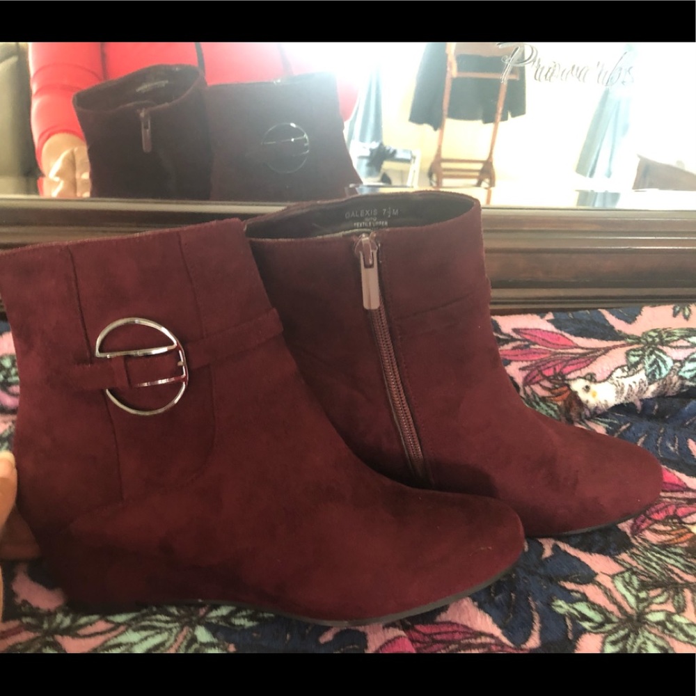 Burgundy booties
